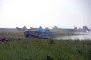 fog and boats near Grayling Alaska